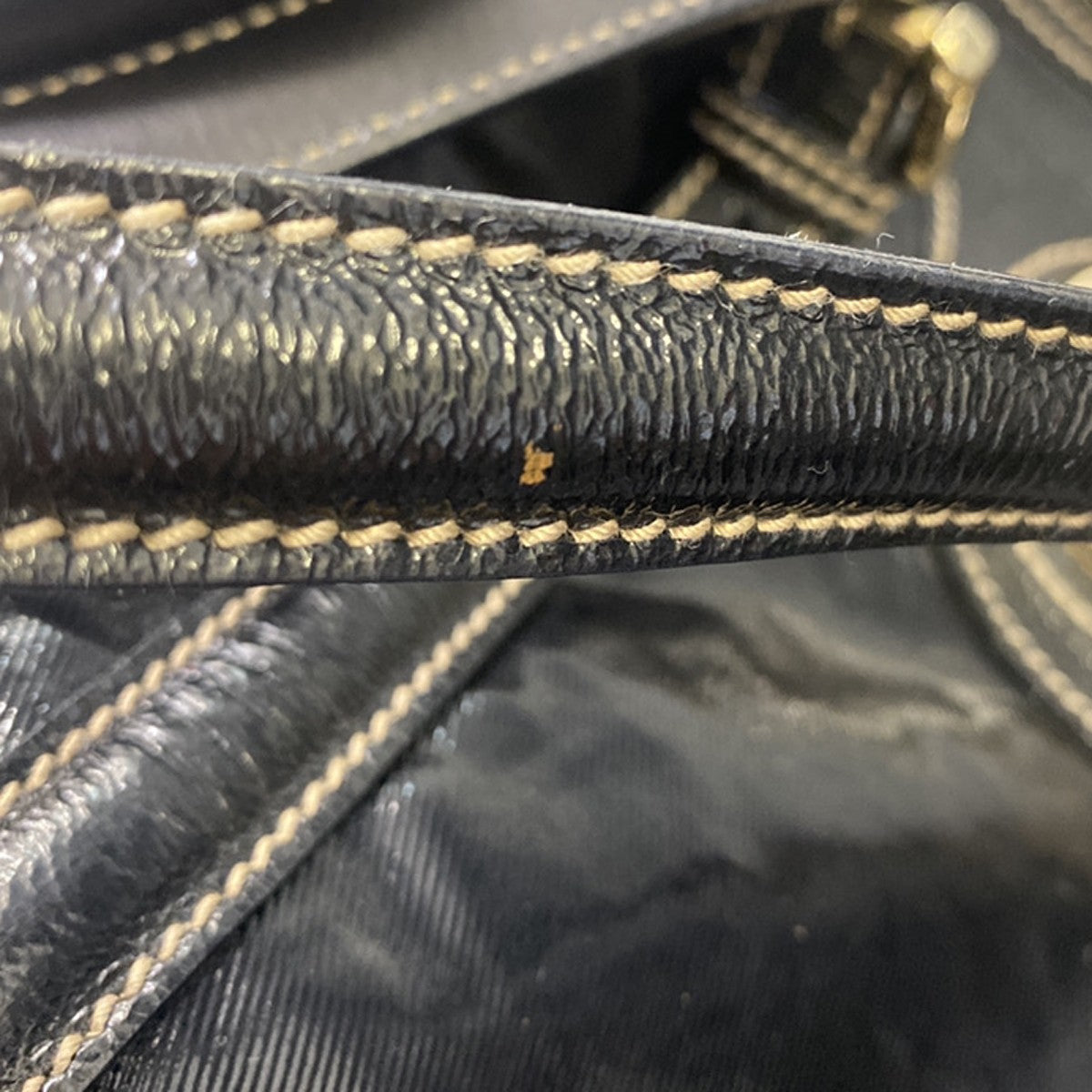 GUCCI Interlocking G Pattern Travel Hand Bag Coating Canvas Leather BK 81YH162