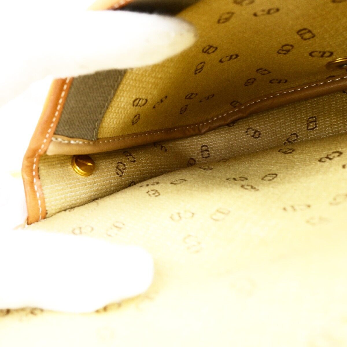 CHRISTIAN DIOR Logo Mini Shoulder Bag PVC Leather Gray Brown GHW France 60ED011