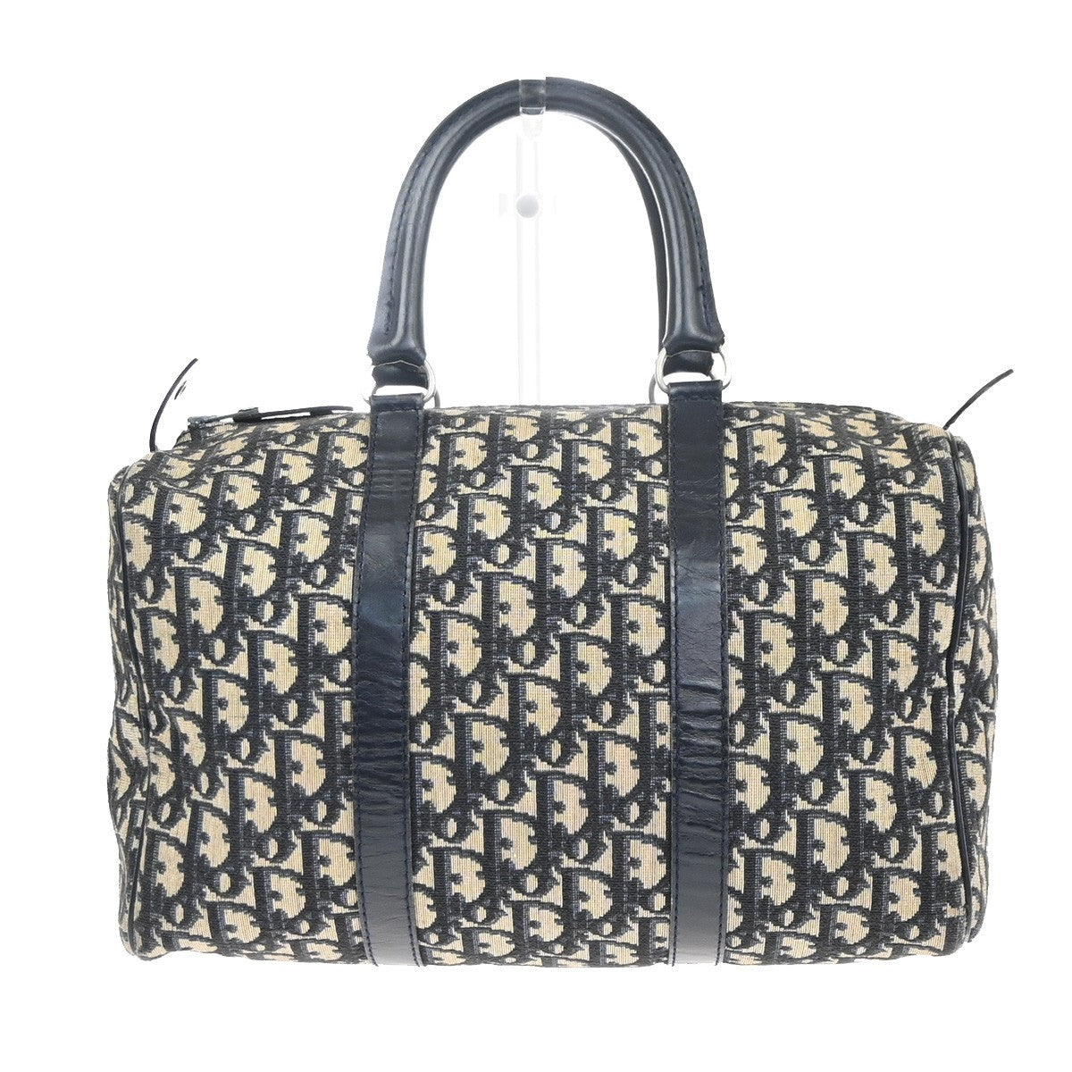 CHRISTIAN DIOR Trotter Boston Hand Bag Canvas Leather Blue SHW France 34MA477