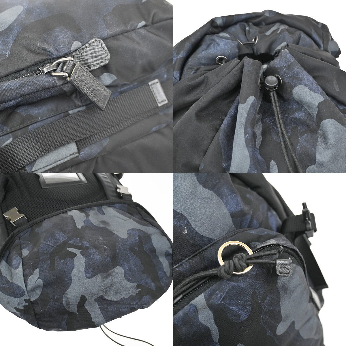 PRADA Logo Tessuto Camouflage Backpack Bag Nylon Leather Black SHW Italy 88KB710