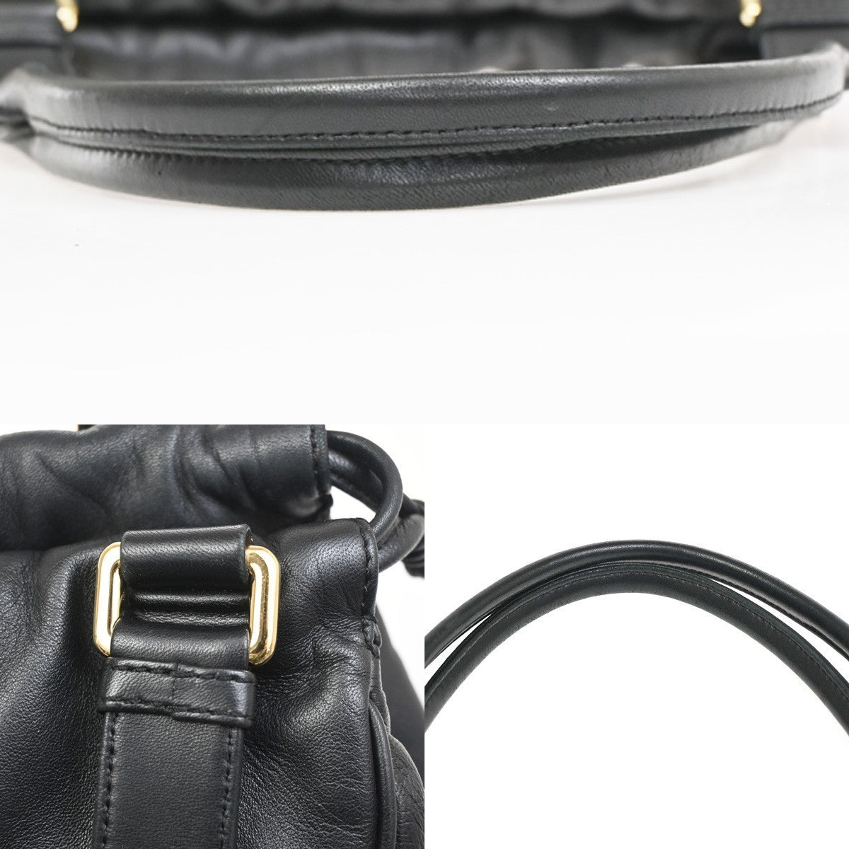 LOEWE ANAGRAM Logo Shoulder Hand Bag Nappa Leather Black GHW Spain 75RL779