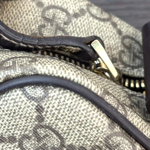 GUCCI Logo Crossbody Shoulder Bag Supreme Leather Canvas Brown GHW 38TA567