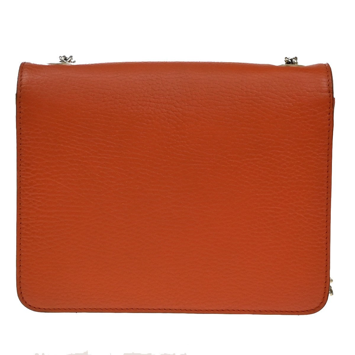 GUCCI Logo Interlocking G Chain Mini Shoulder Bag Leather Orange GHW 58KP125