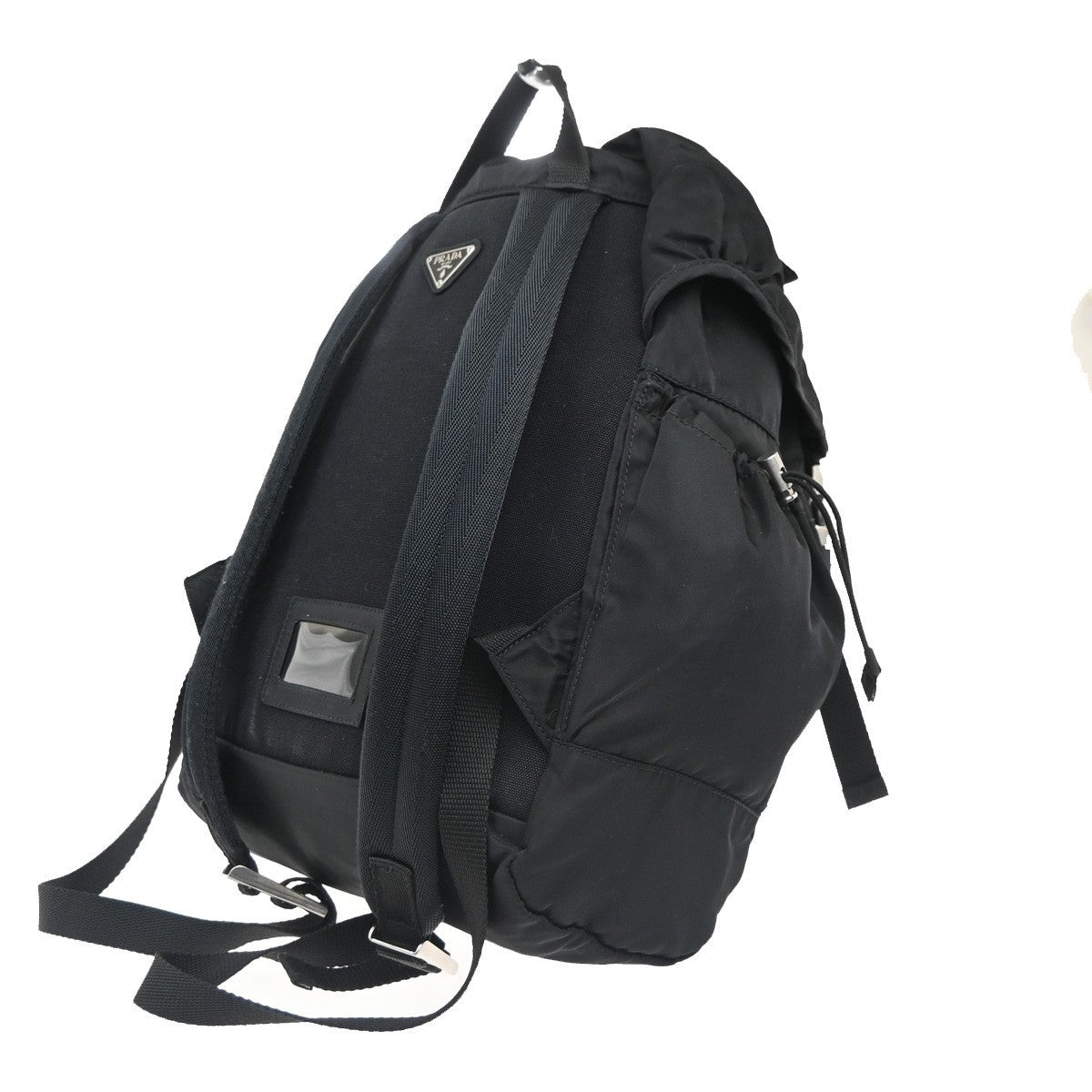 PRADA Logo Tessuto Drawstring Back Pack Bag Nylon Canvas Black SHW Italy 34MA458