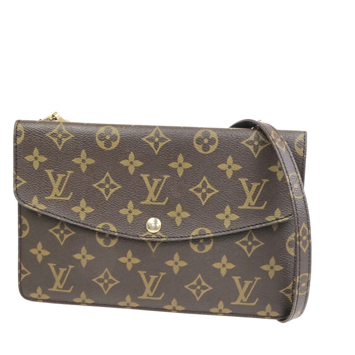 LOUIS VUITTON Double Rabat Shoulder Bag Monogram Leather Brown M51815 36FB517