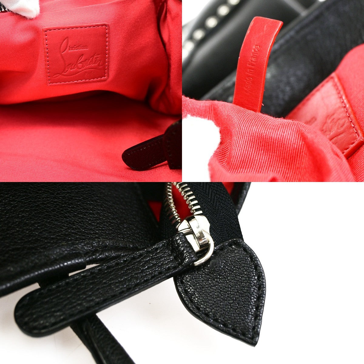 CHRISTIAN LOUBOUTIN Tote Shoulder Bag Leather Black France SHW  71CB053