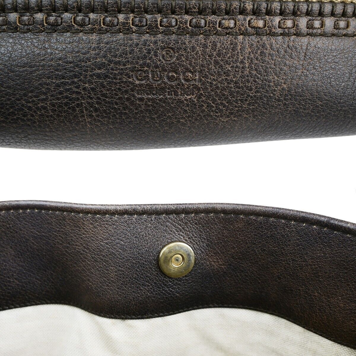 GUCCI Logo GG Laidback Crafty Shoulder Tote Bag Canvas Leather Brown 35FB230