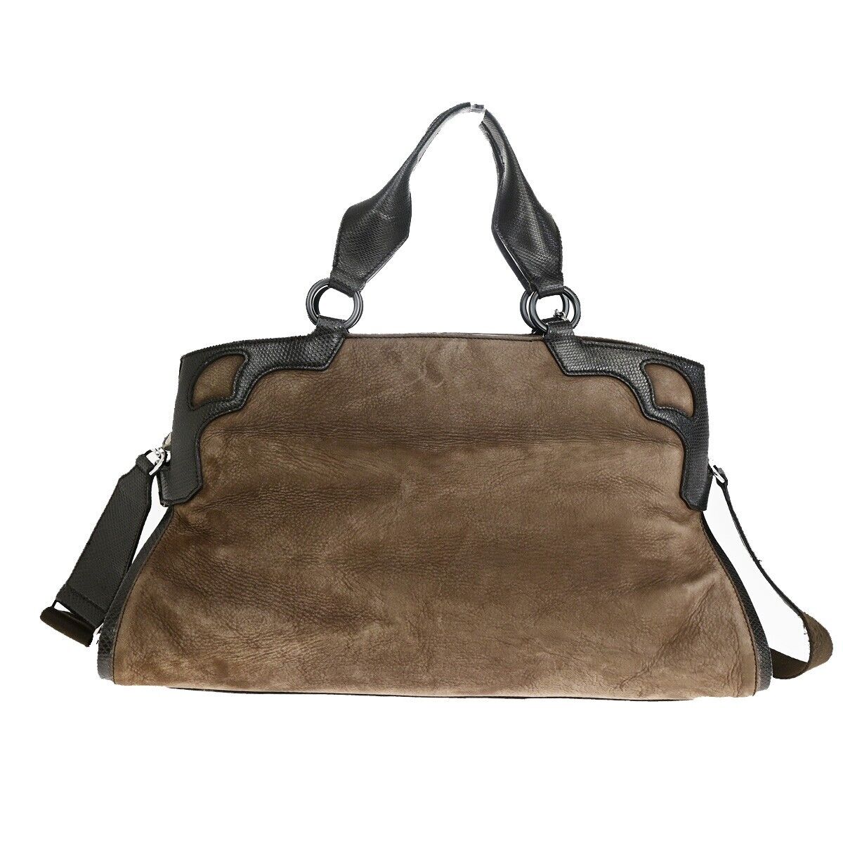 CARTIER 2C Logo 2Way Hand Shoulder Bag Leather Suede Brown Italy 31SH802