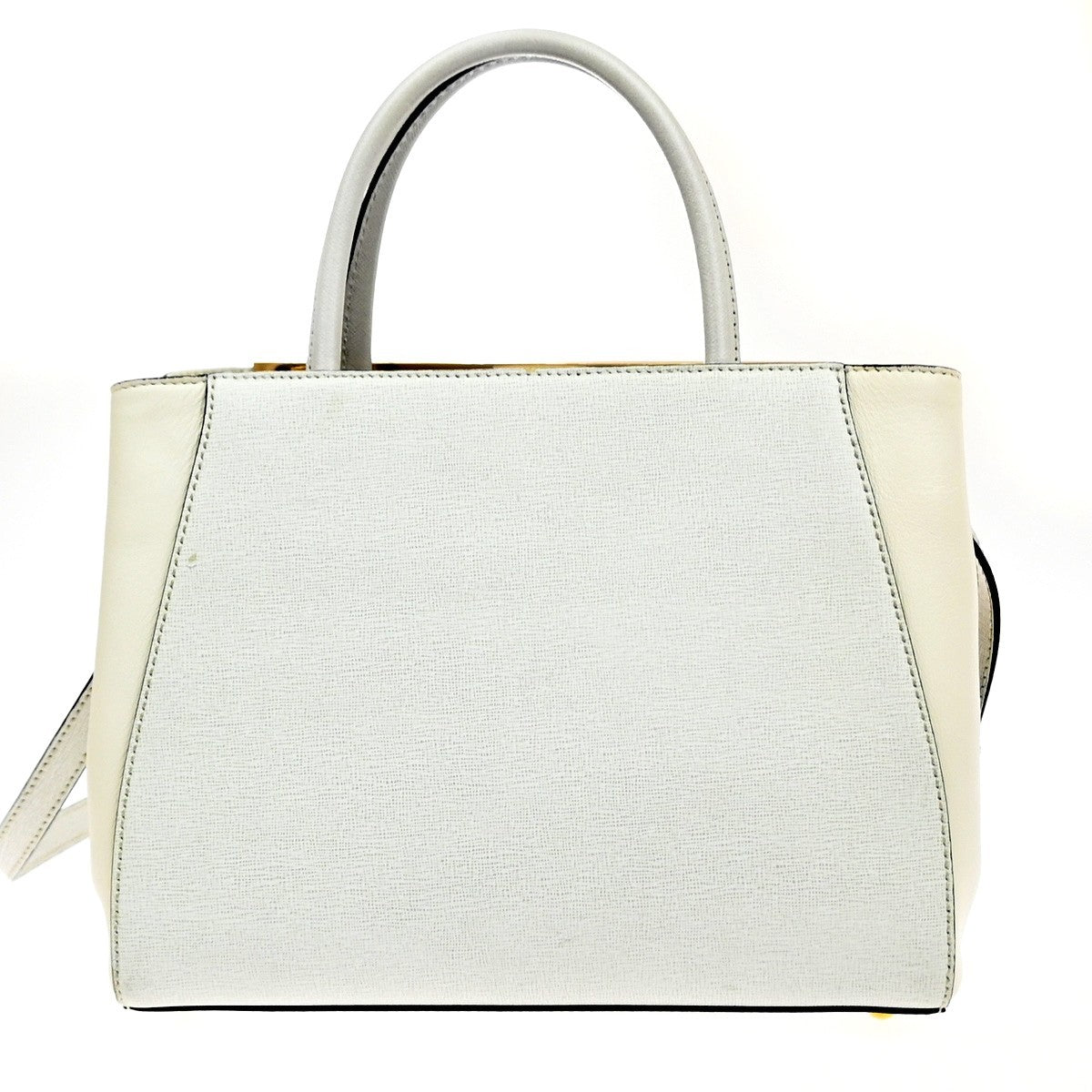 FENDI Logo 2Jours 2Way Shoulder Hand Bag Leather Charm White GHW Italy 70YH941