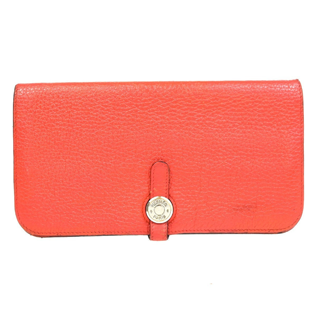 HERMES Logos Dogon GM Long Bifold Wallet Togo Leather Red  France SHW 31RL985
