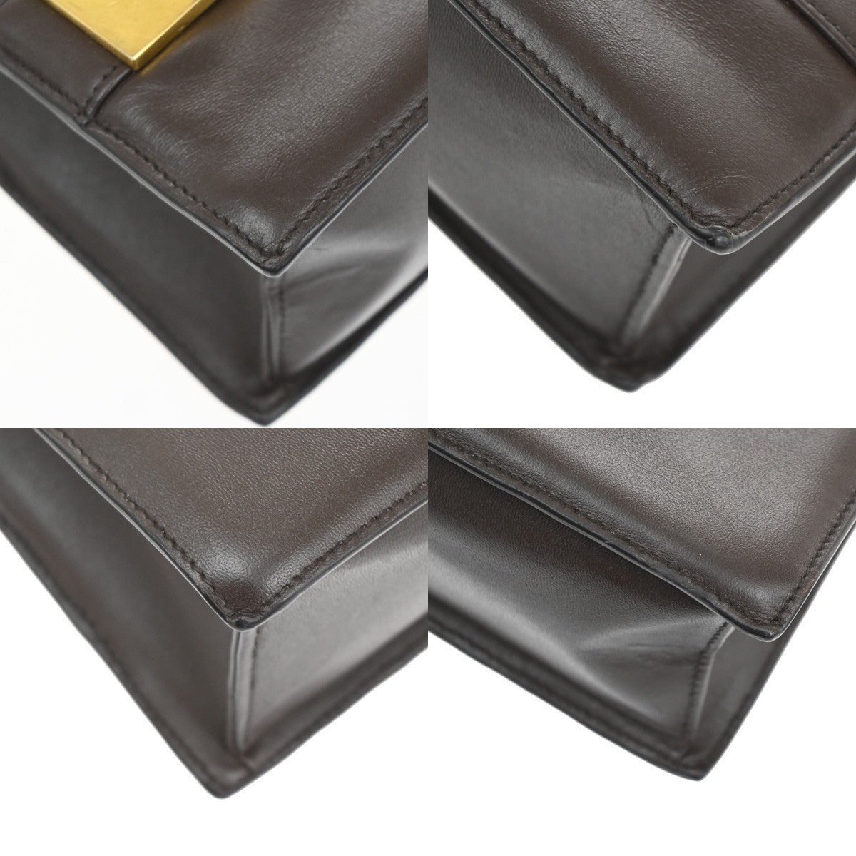 GUCCI Logo Shoulder Bag Leather Brown Italy GHW 38TA380
