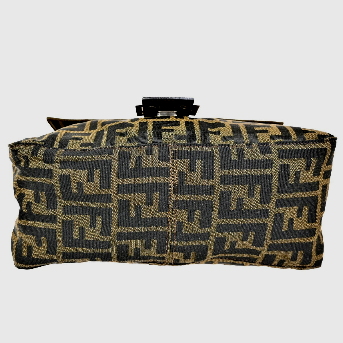 FENDI Logo Zucca Pattern Hand Bag Canvas Leather Brown SHW Italy 12KB535
