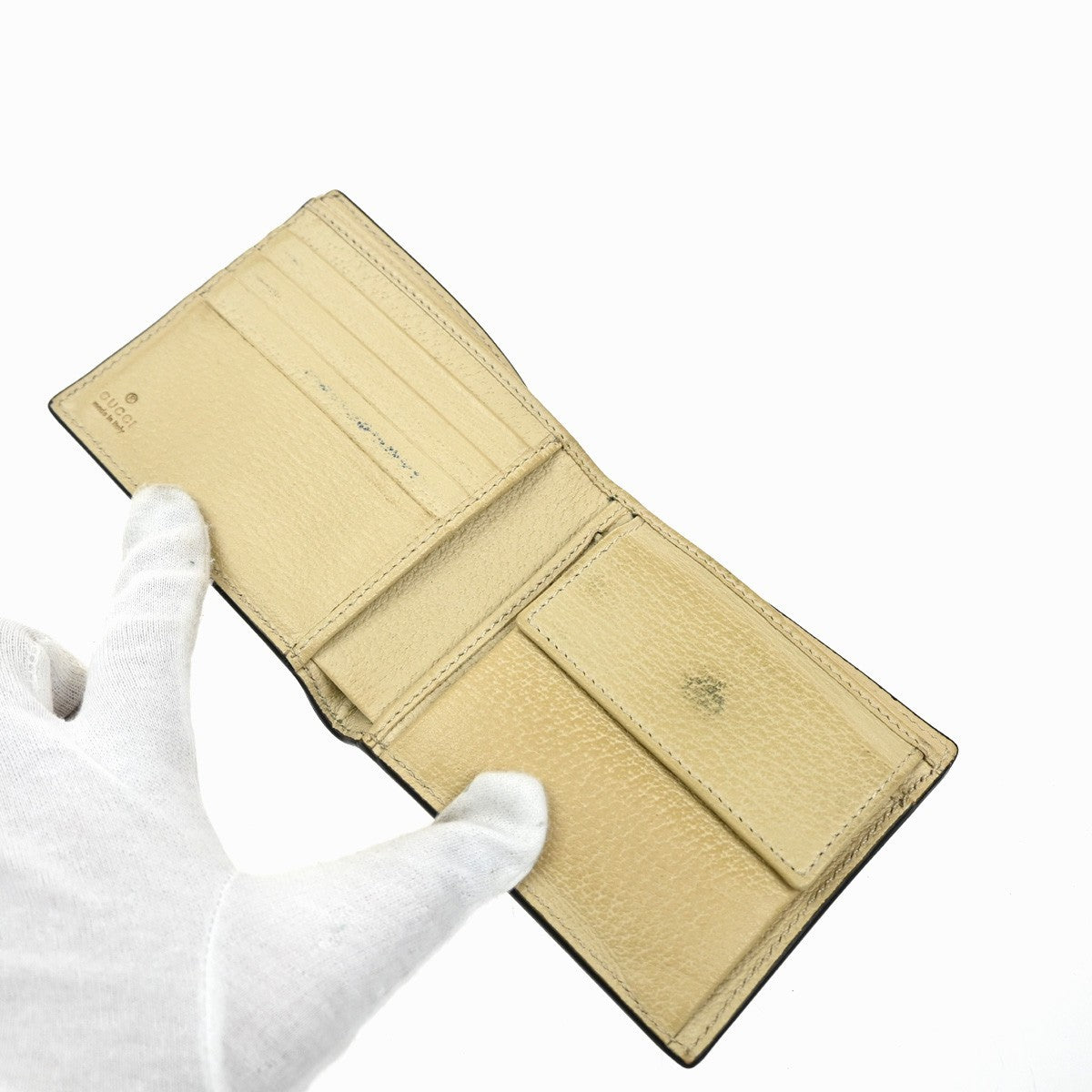 GUCCI GG Pattern Off The Grid Compact Wallet Canvas Leather Beige Gray 09EG261
