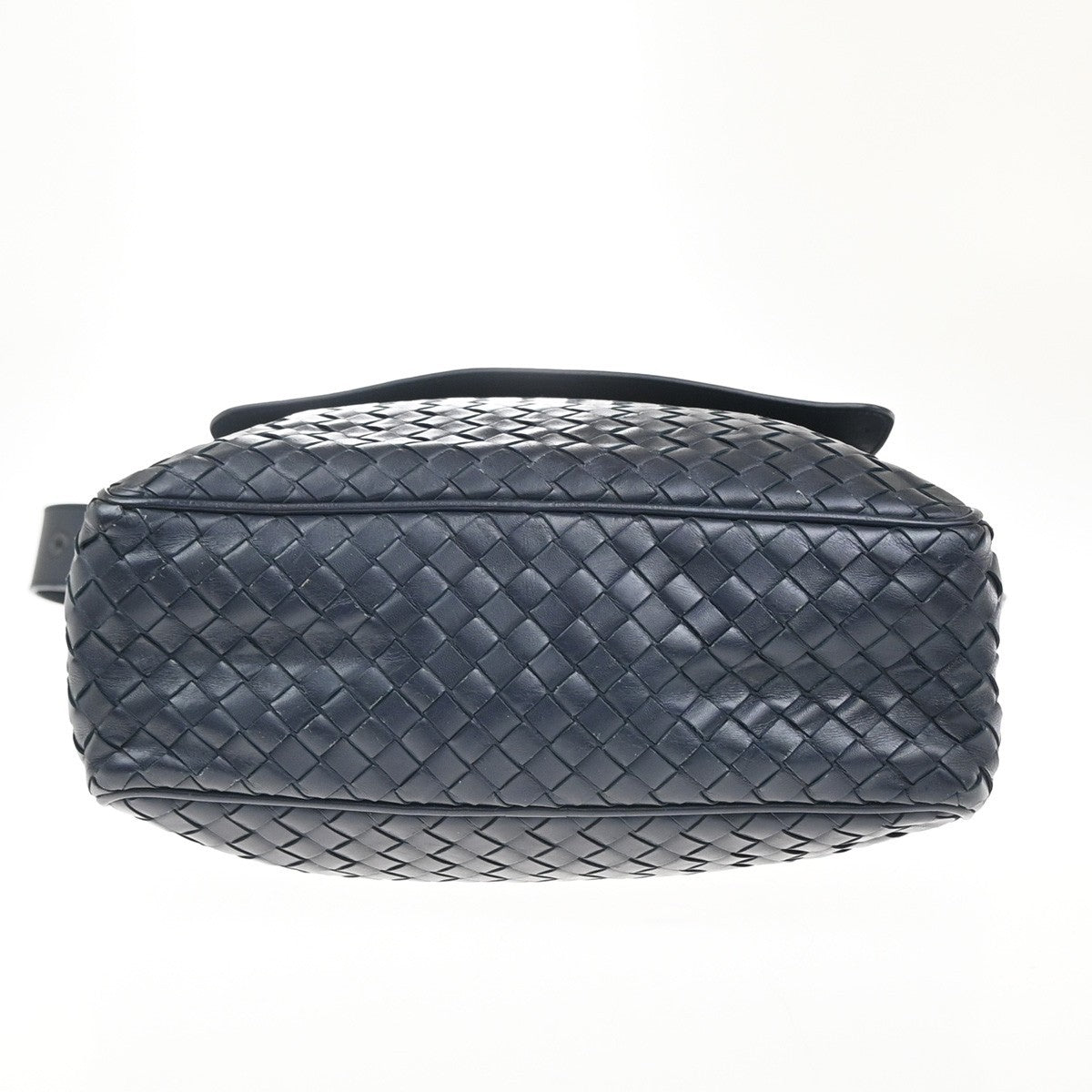 BOTTEGA VENETA Logo Intrecciato Shoulder Bag Leather Navy Blue Italy 12RL854