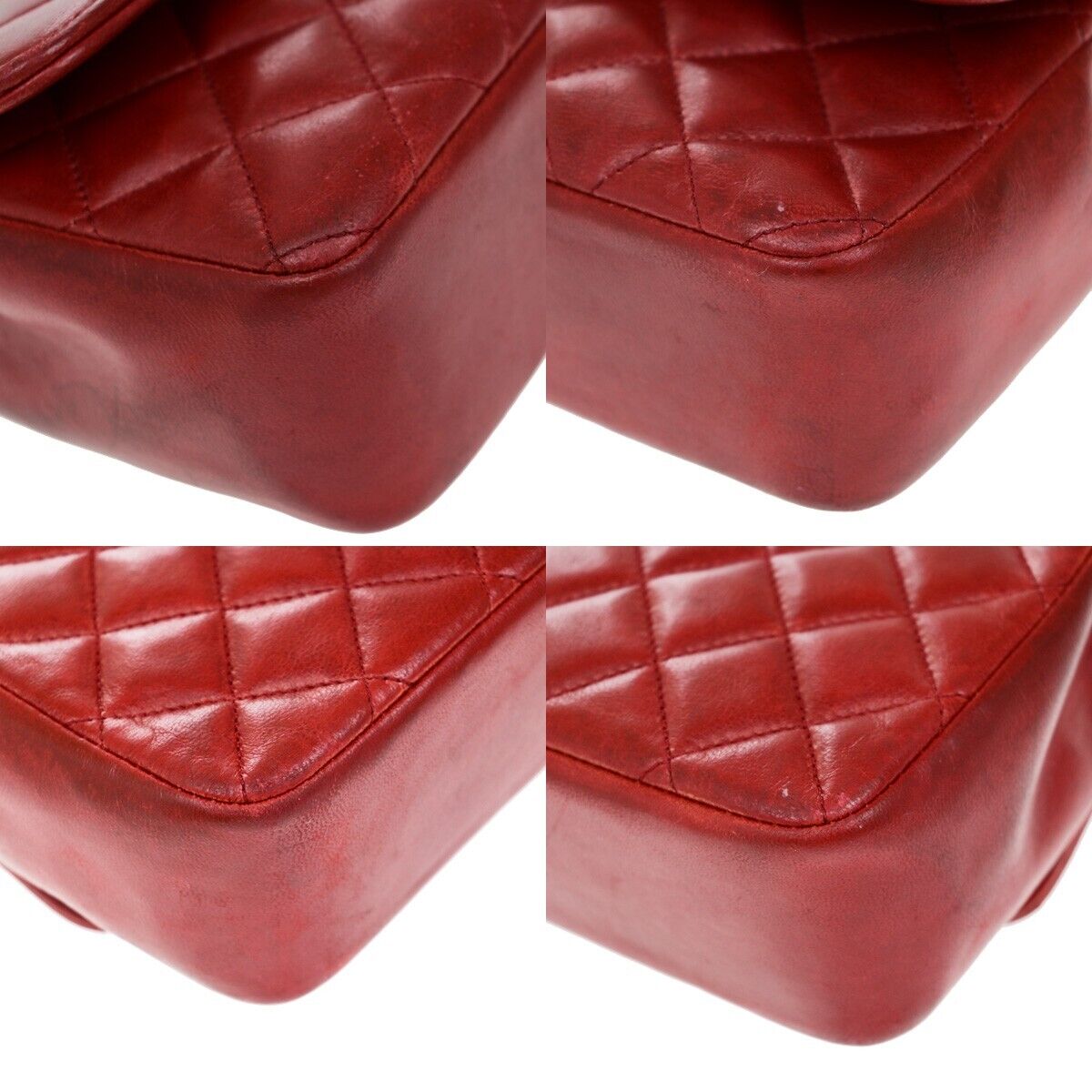CHANEL CC Mini Matelasse Chain Shoulder Bag Leather Red GHW Vintage 696RF204