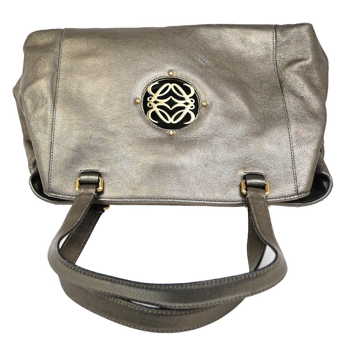 LOEWE Anagram Shoulder Bag Leather Metallic Gold GHW Spain 70KC465