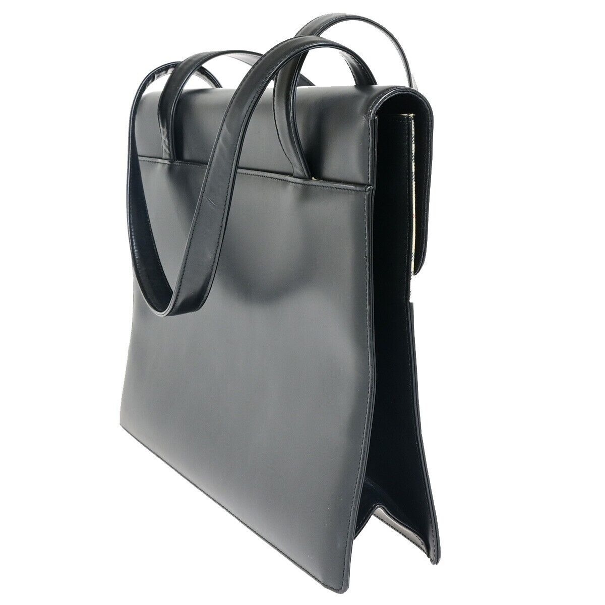 BURBERRY Logo Shoulder Tote Bag Nova Check Canvas Leather Black 66FA947