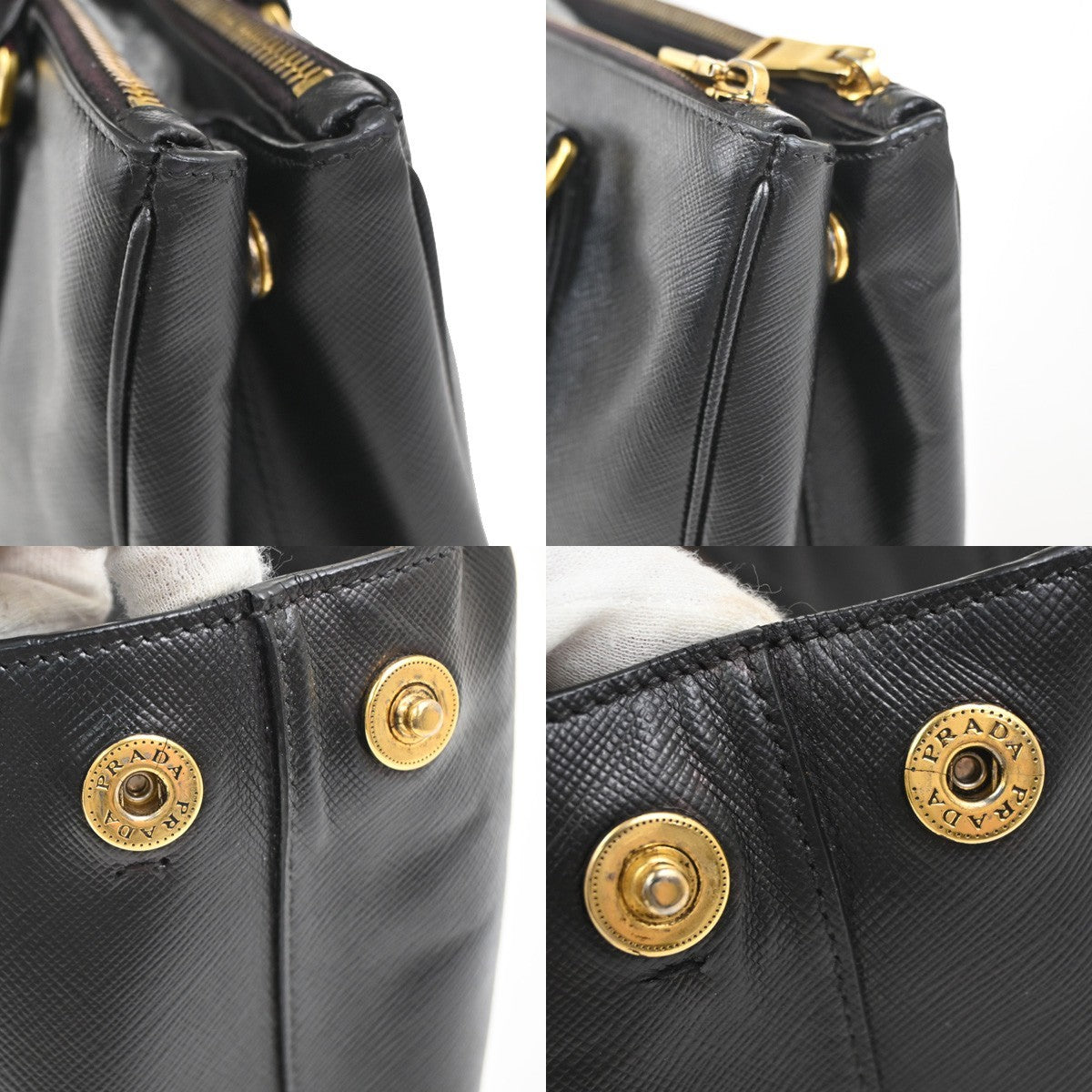 PRADA Logo Galleria Shoulder  Hand Bag Saffiano Leather Black GHW Italy 72YJ039