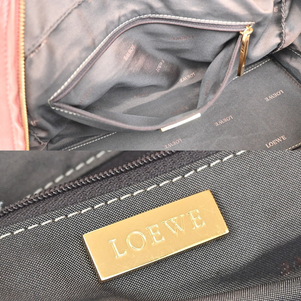 LOEWE Logo Anagram Amazona Hand Bag Leather Pink GHW Spain 92CA337