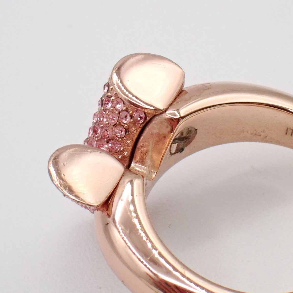 LOUIS VUITTON Essential V Strass Ring Size M Rose Gold Rhinestone M68195 30RL904