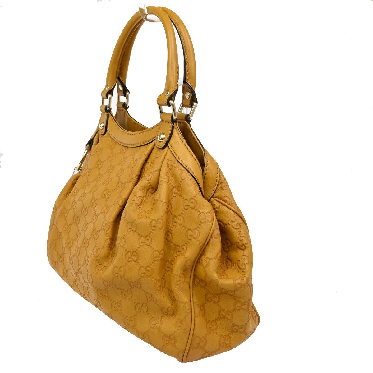 GUCCI GG Sukey Charm Hand Tote Bag Leather Yellow GHW 493492 85TA113