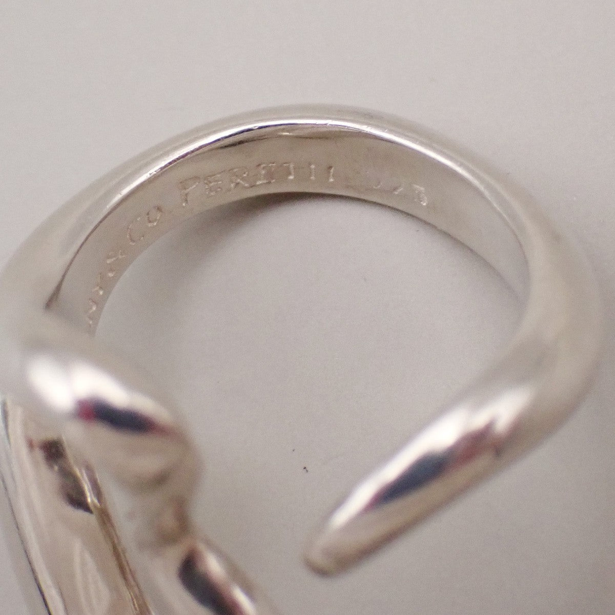 Tiffany & Co. Logo Open Heart Ring US #6 Silver 925 Elsa Peretti 09YH738