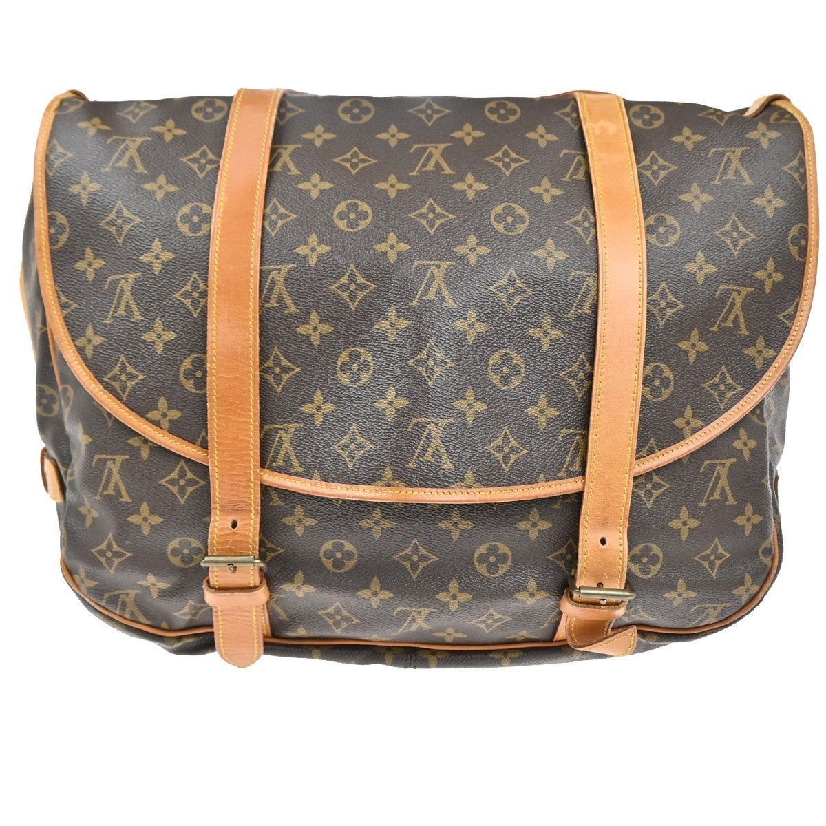 LOUIS VUITTON Logo Saumur 43 Shoulder Bag Monogram Leather Brown M42252 98MA210
