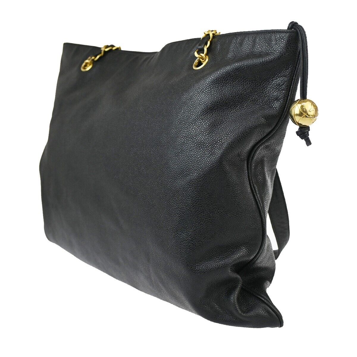 CHANEL CC Logo Chain Shoulder Tote Bag Caviar  Leather Black GHW Italy 683RJ715