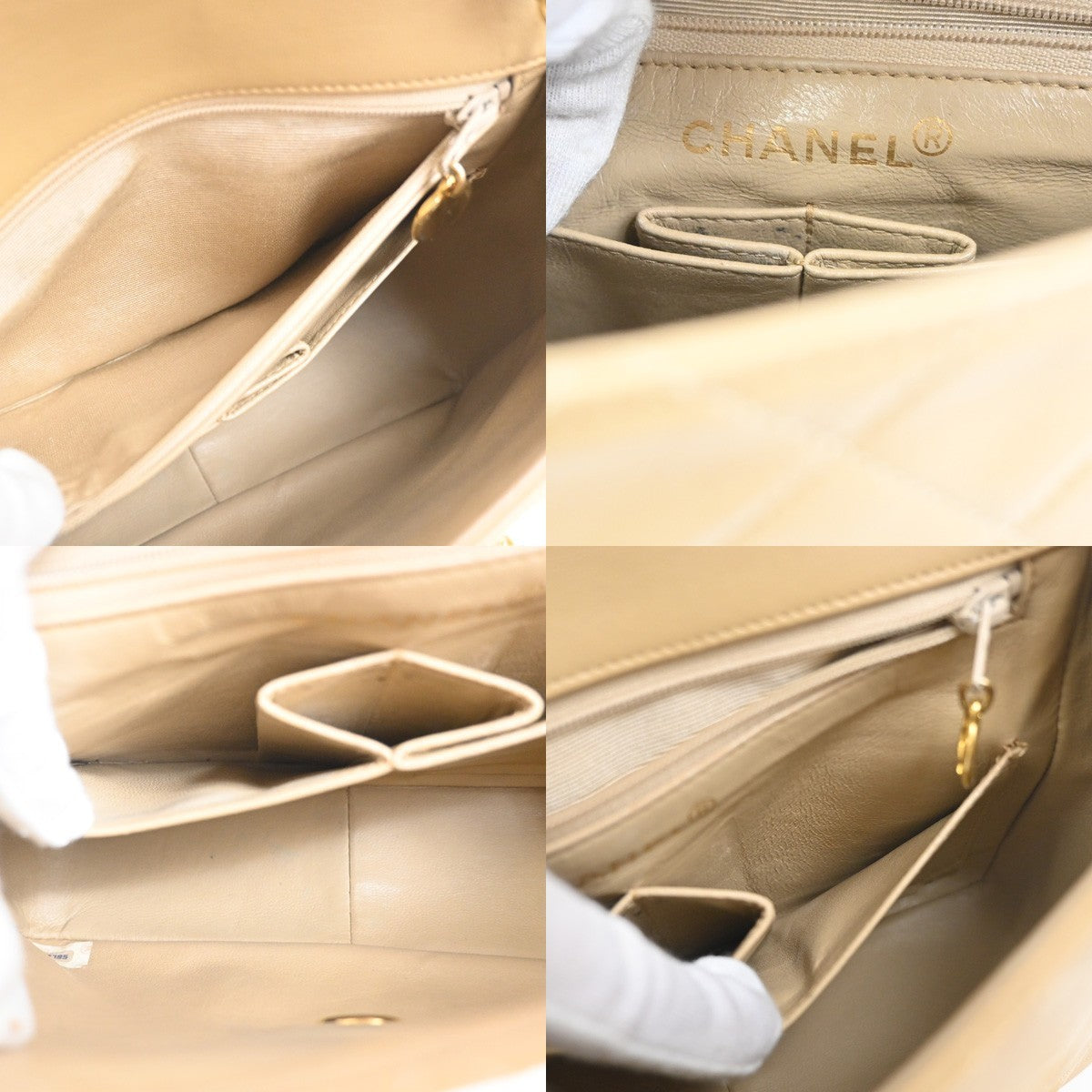 CHANEL CC Logo Mini Matelasse Chain Shoulder Bag Leather Beige GHW VTG 332RL878