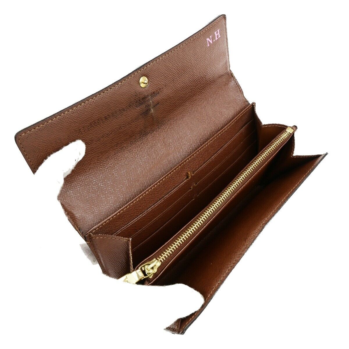 LOUIS VUITTON Logo Portefeuille Sarah Long Wallet Monogram Brown M61734 01EC142