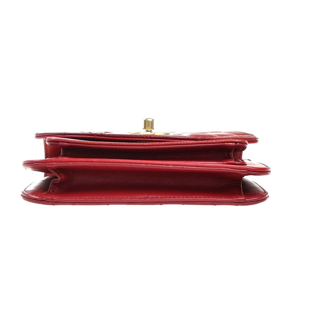 CHANEL CC 2Way Matelasse Chain Shoulder Hand Bag Calfskin Leather Red 369RP075