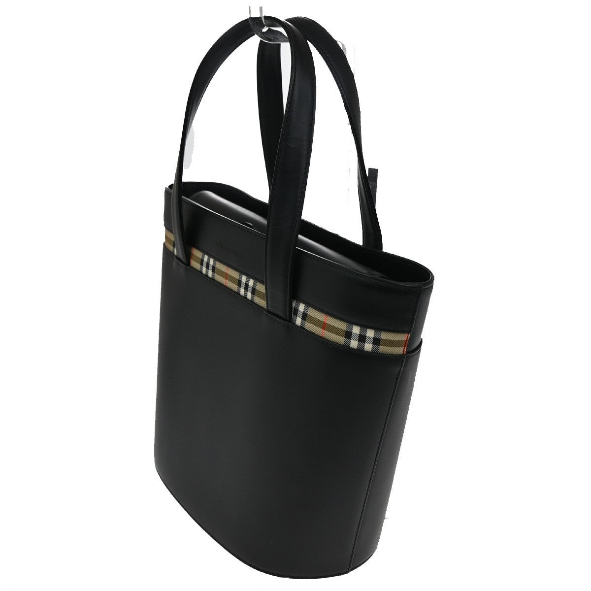 BURBERRY Logo Nova Check Shoulder Tote Bag Canvas Leather Black Brown 30CA421