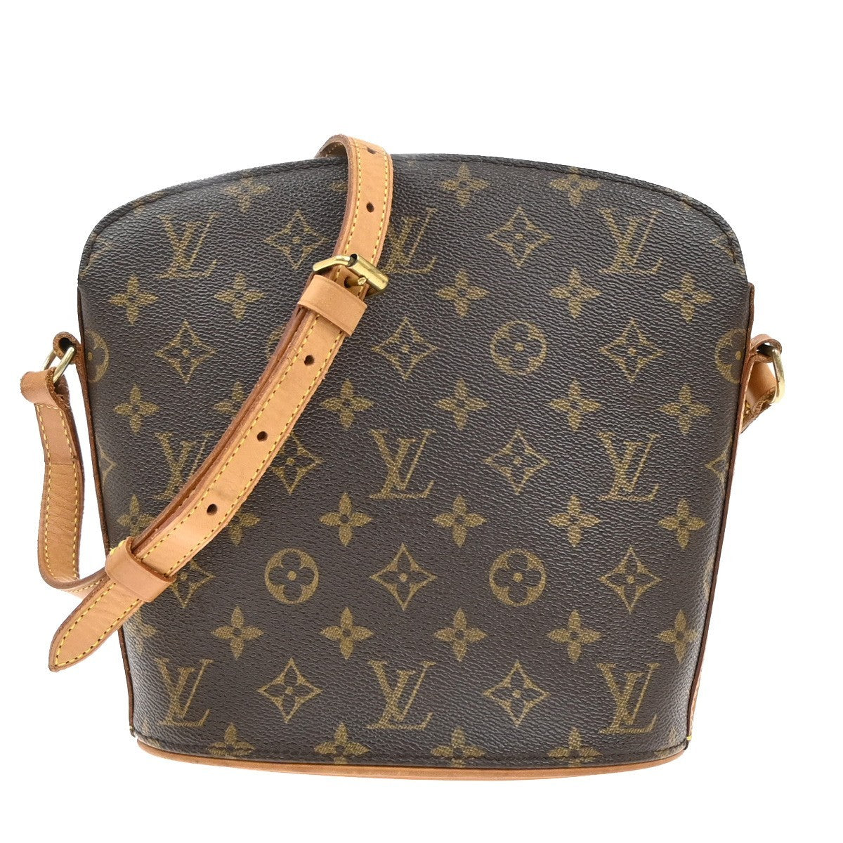 LOUIS VUITTON Logo Drouot Shoulder Bag Monogram Leather Brown M51290 19KB485