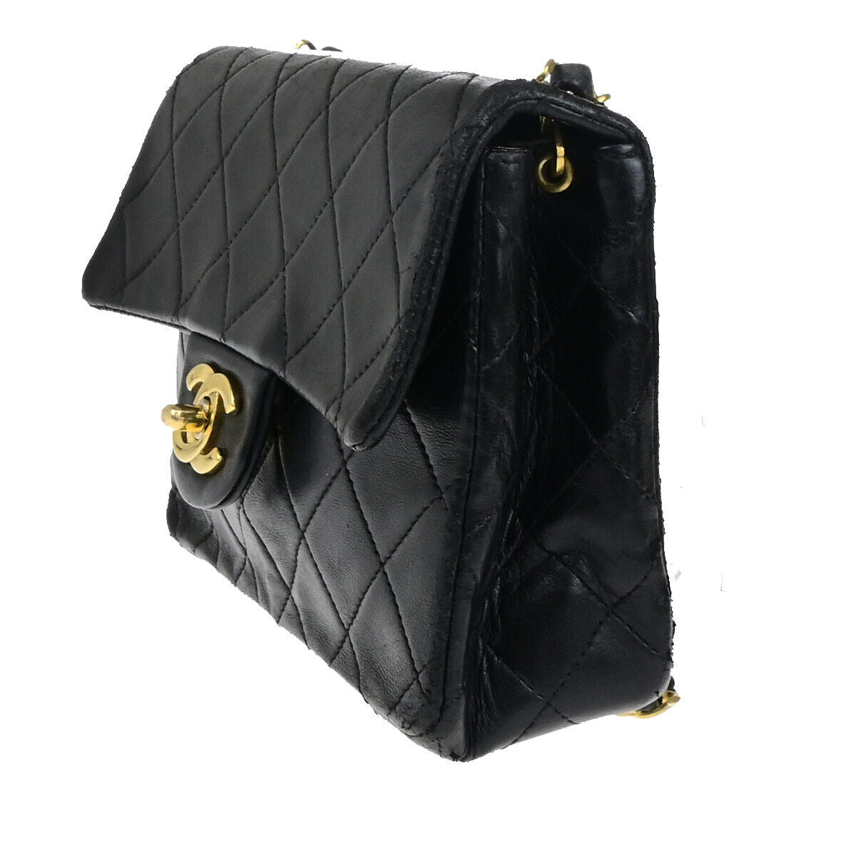 CHANEL CC Mini Matelasse Chain Shoulder Bag Leather Black GHW Vintage 691RK762