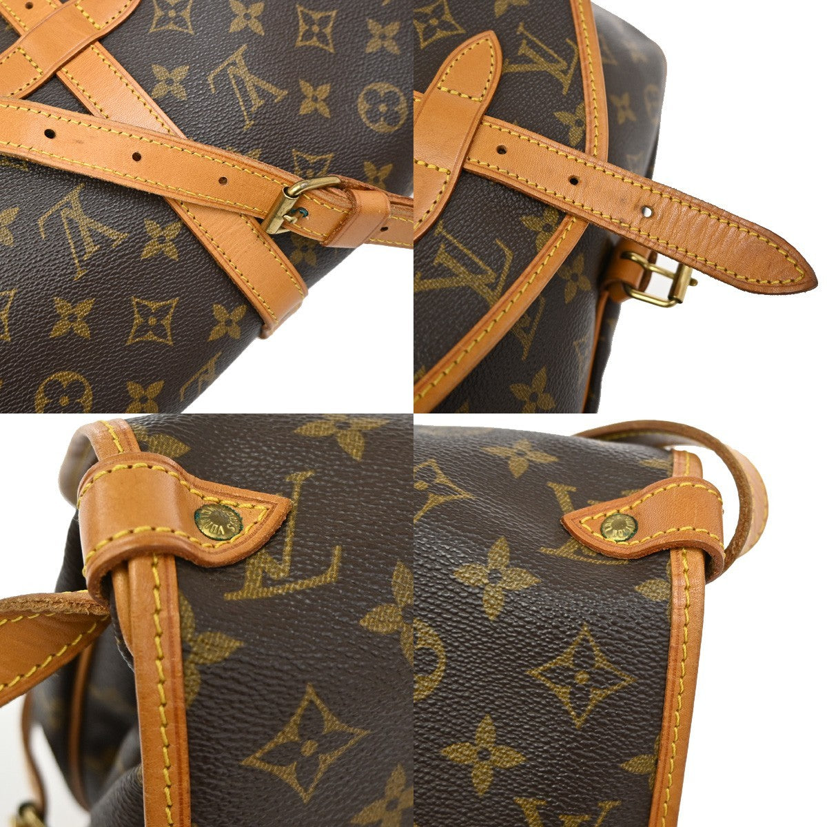 LOUIS VUITTON Logo Saumur 30 Shoulder Bag Monogram Leather Brown M42256 98TA025