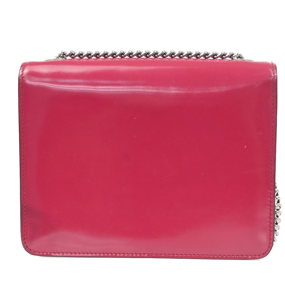 GUCCI Interlocking G Mini Chain Shoulder Bag patent Leather Pink SHW 71TA665