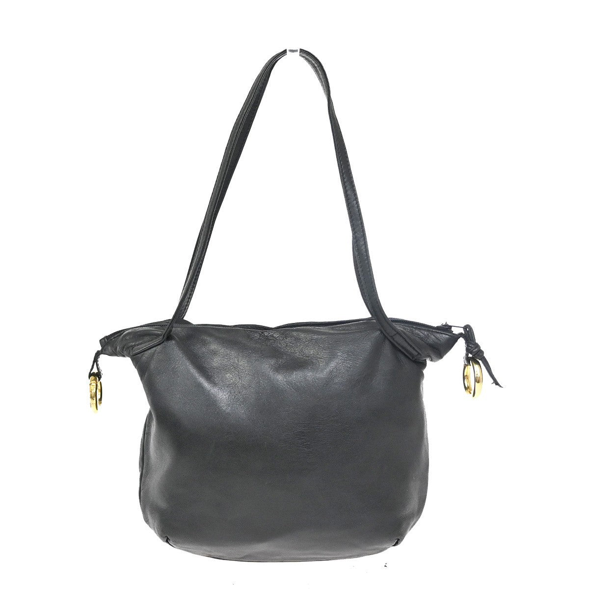 LOEWE LOGO Anagram Shoulder Hand Bag Nappa Leather Canvas Black GHW 60ZA277