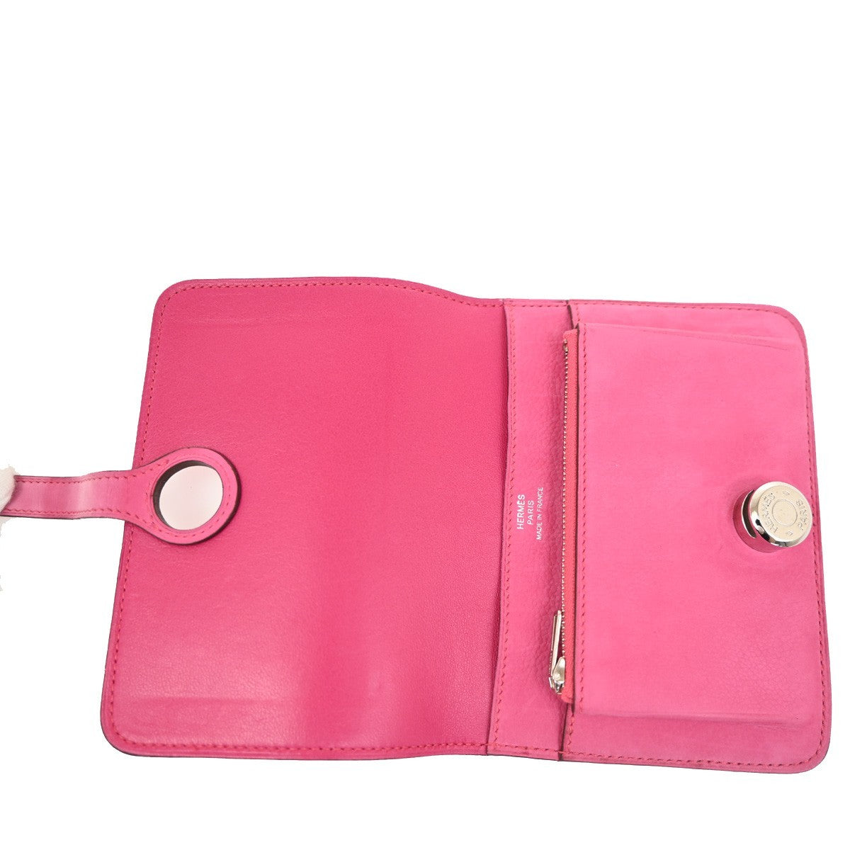 HERMES Dogon Long Bifold Wallet Eversoft Leather Pink France  square J 92TA690