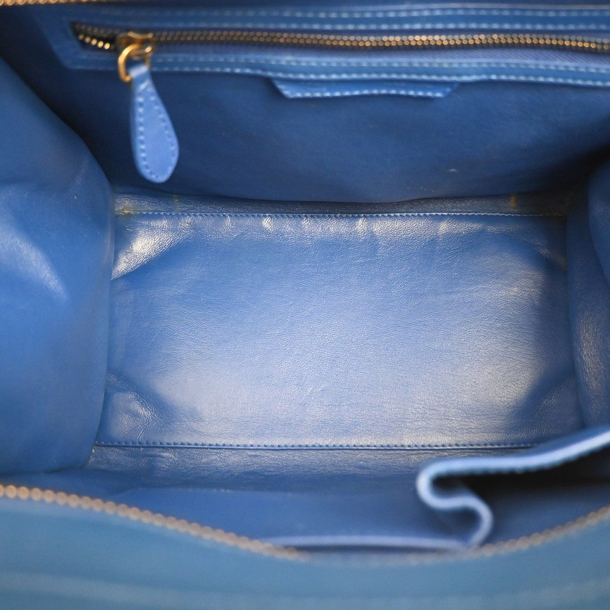 CELINE Luggage Mini Top Handle Tote Hand Bag Leather Blue GHW Italy 95RL900