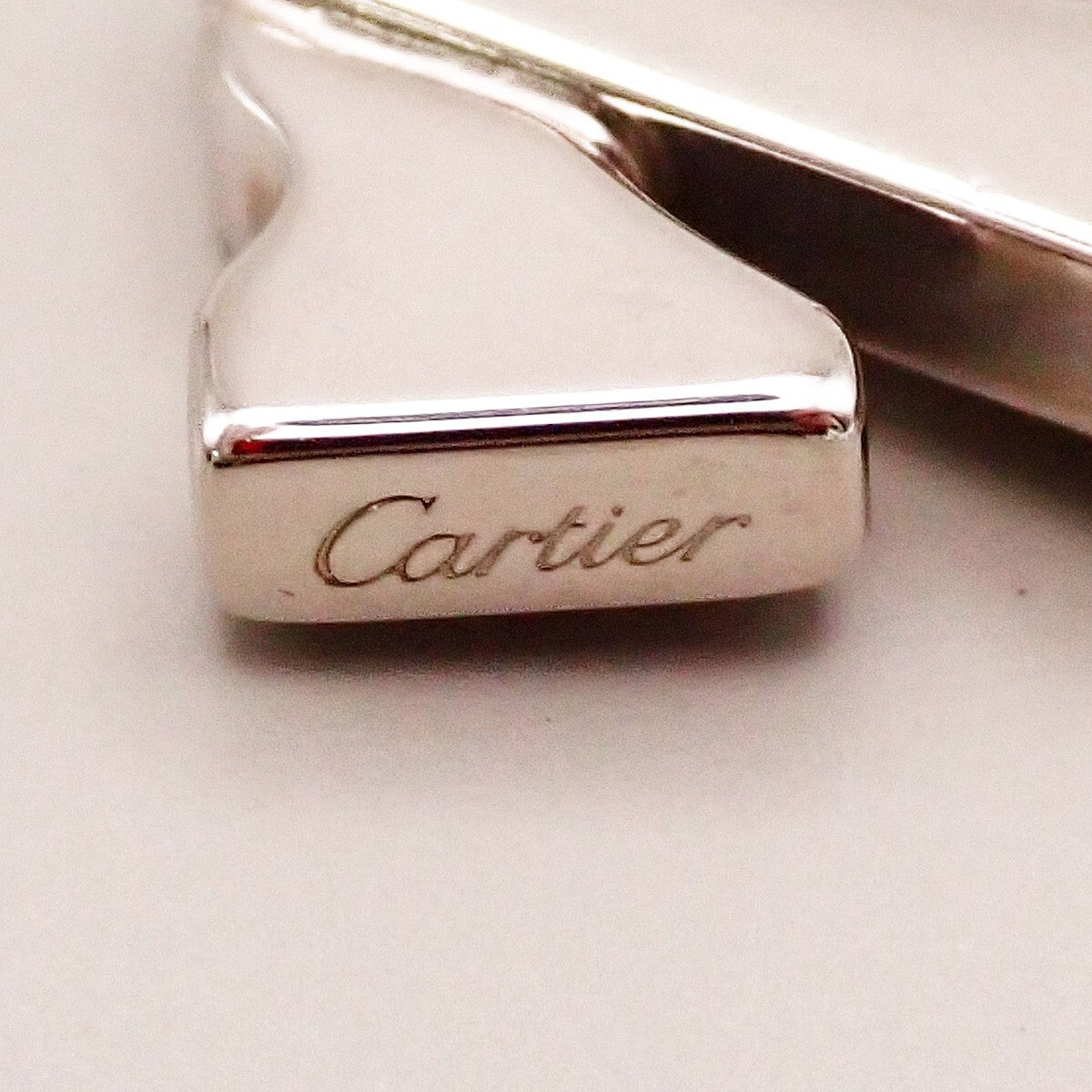 CARTIER 2C Logo Chain Bag Charm Key Ring Silver ACCESSORY 01EE505