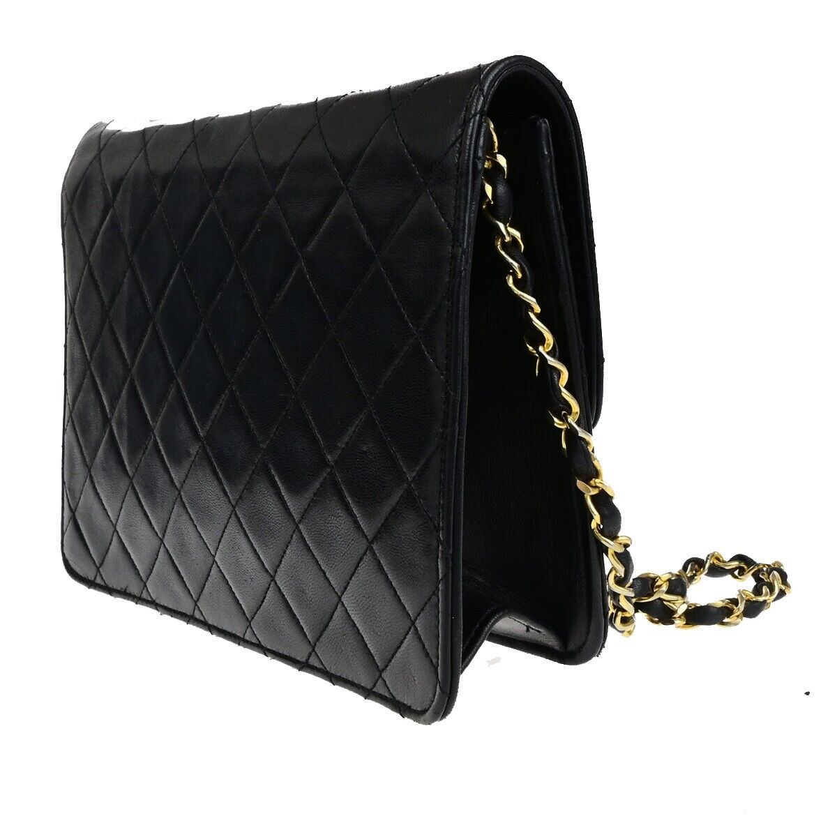 CHANEL CC Logo Matelasse Chain Shoulder Bag Leather Black GHW 41RK820