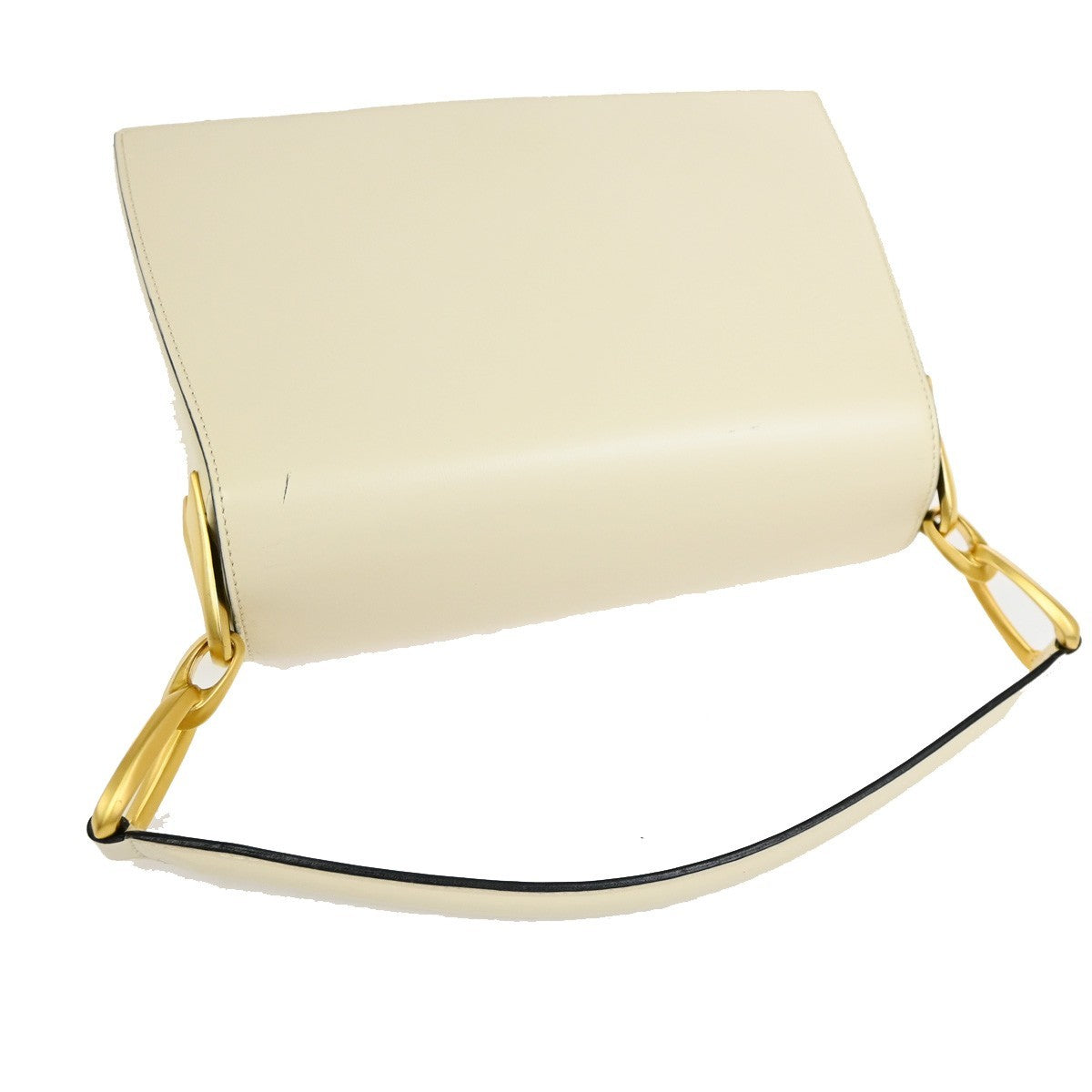 CELINE 2Way Hand Shoulder Crossbody Bag Leather White GHW Italy 31TA677