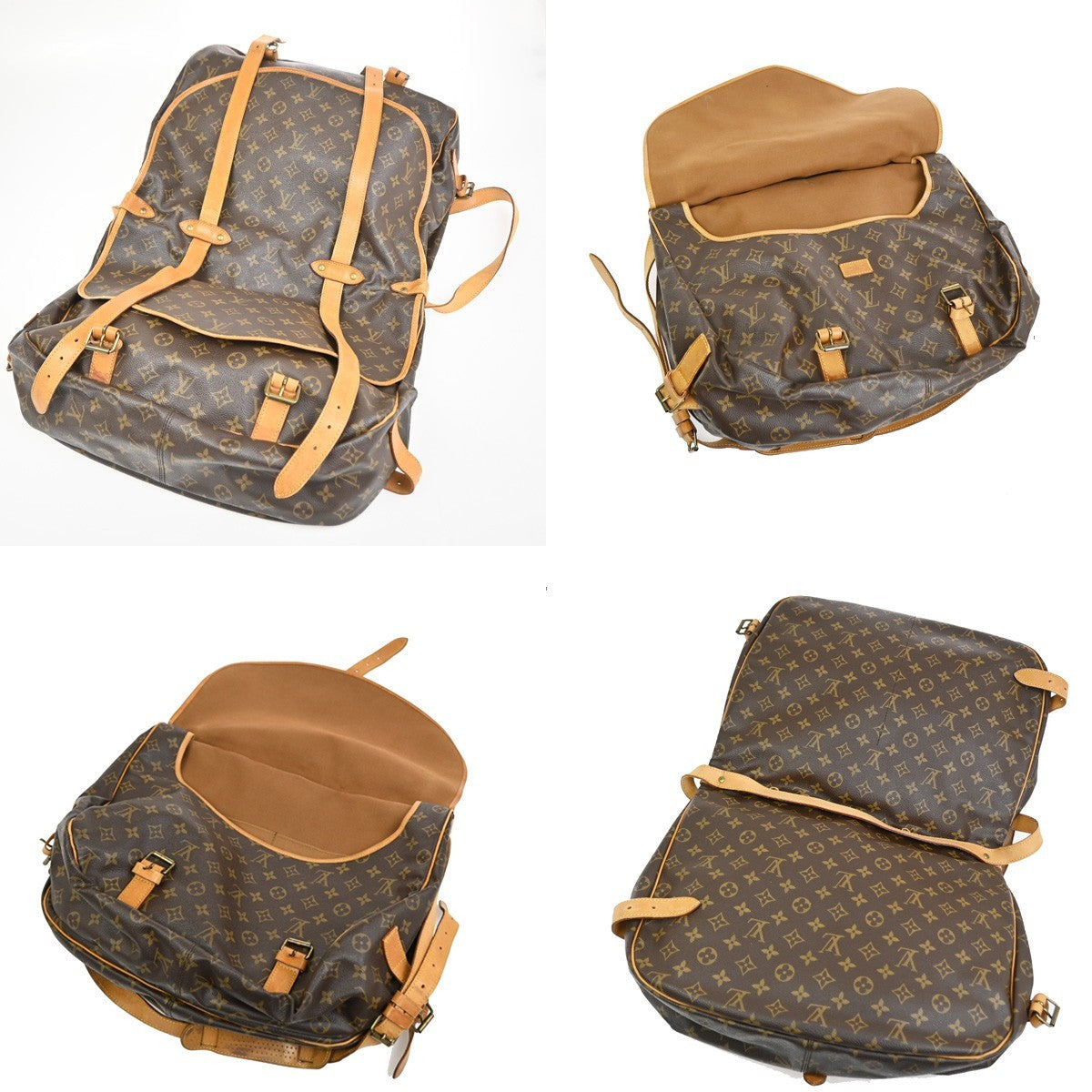LOUIS VUITTON Logo Saumur 43 Shoulder Bag Monogram Leather Brown M42252 72CA926