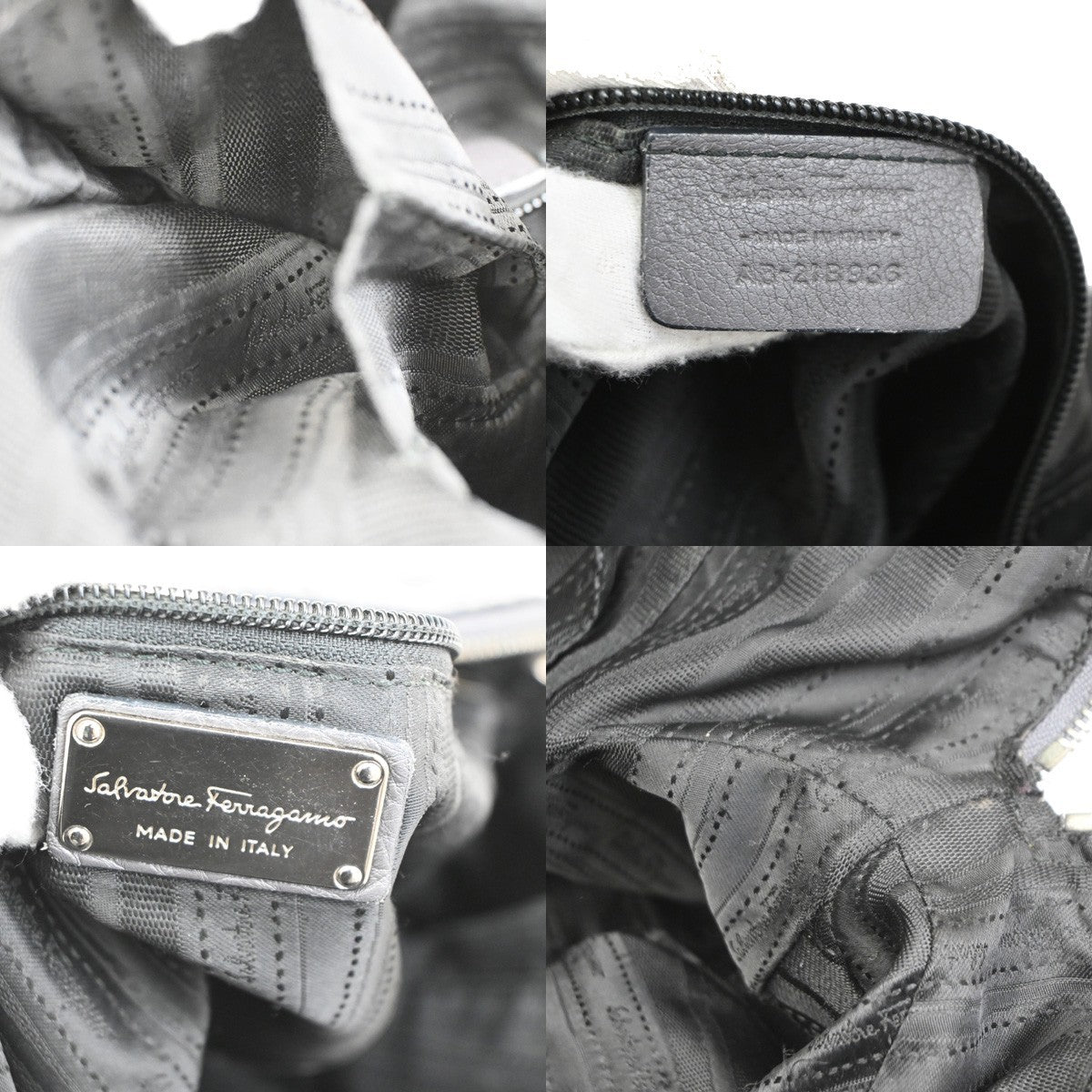 SALVATORE FERRAGAMO Logo Gancini Shoulder Hand Bag Leather Gray 67TA291