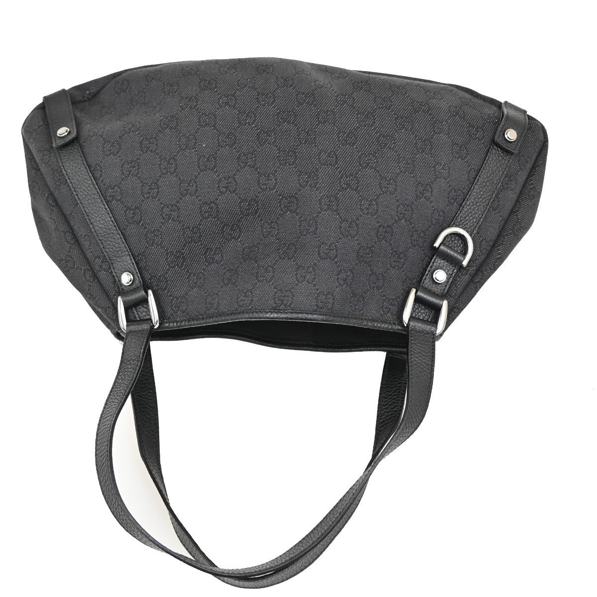 GUCCI GG Pattern Abbey Shoulder Bag Leather canvas Black SHW Italy 76KB625
