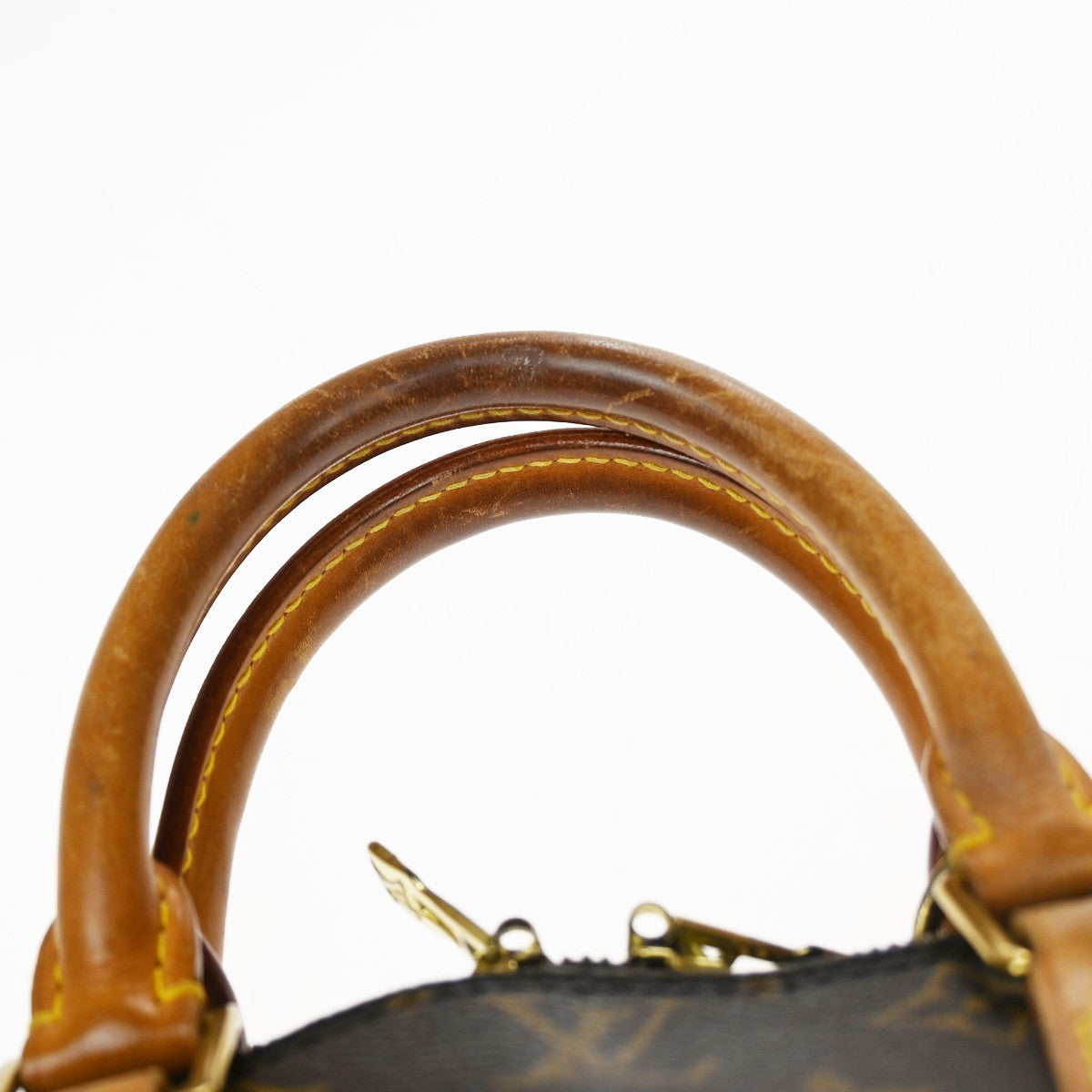 LOUIS VUITTON LV Logo Alma Hand Bag Monogram Leather Brown USA M51130 70YH993