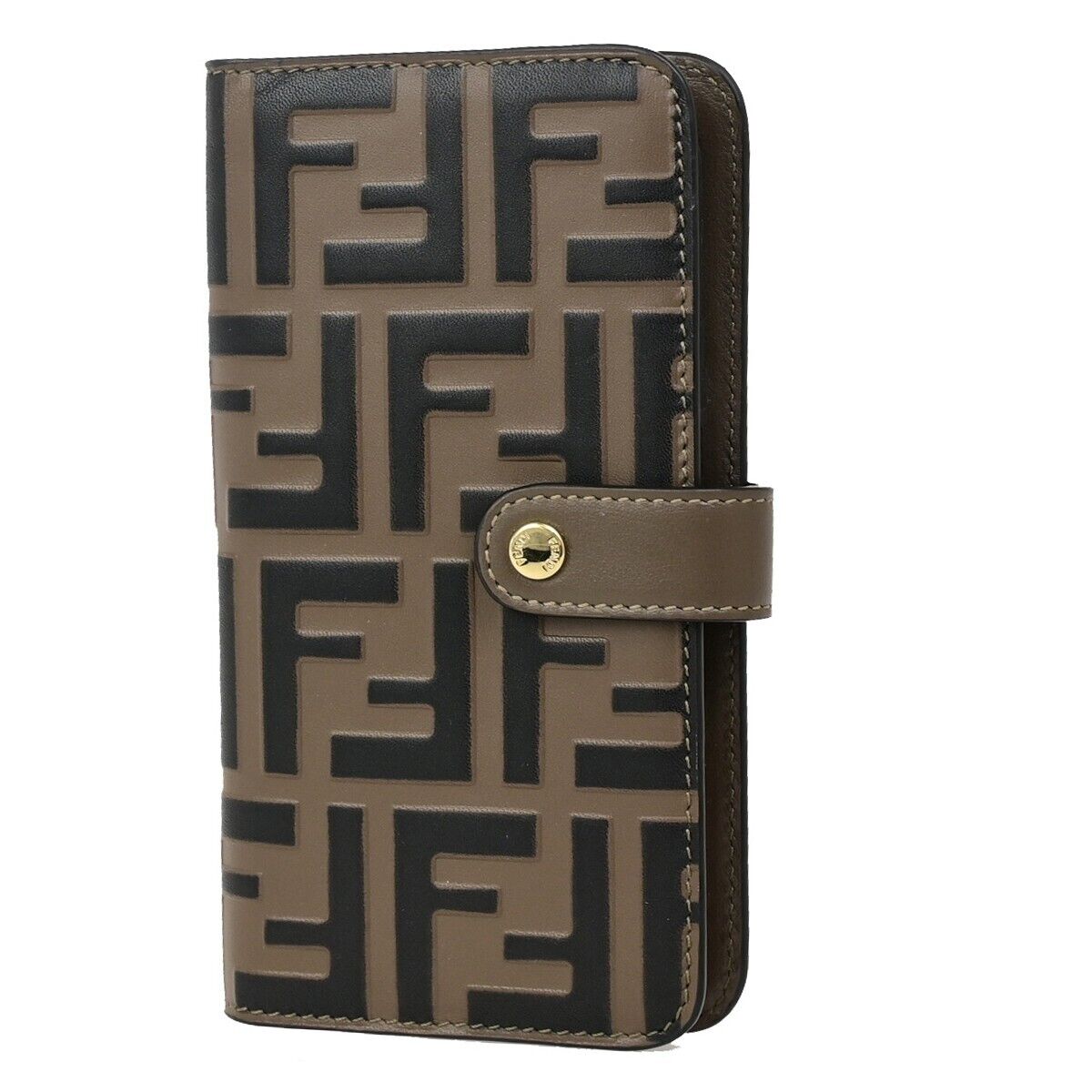 FENDI Logo Zucca Pattern Phone Case iPhone 11 Pro Leather Brown Italy 09SJ441
