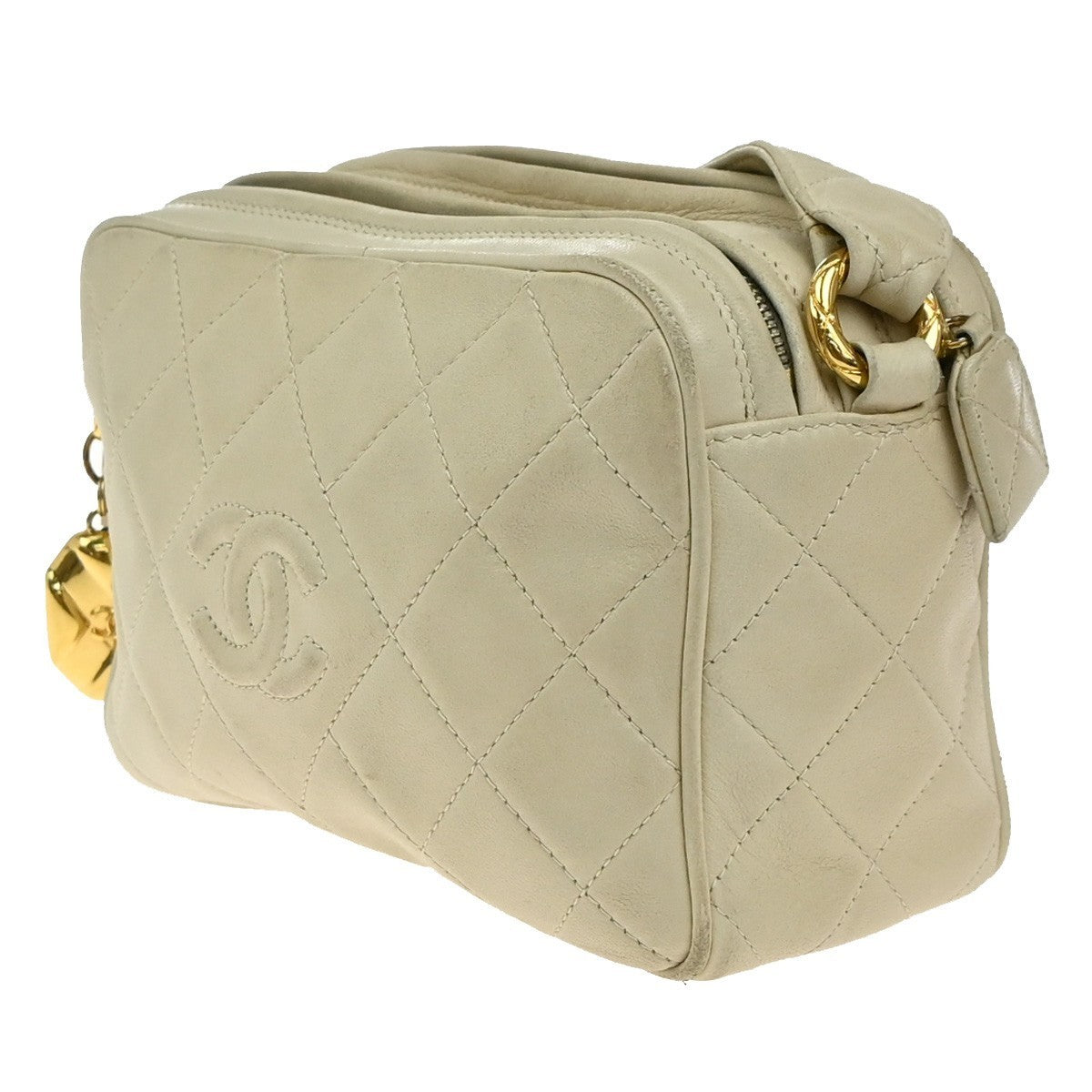 CHANEL CC Matelasse Chain Mini Shoulder Bag Leather White GHW Vintage 59RP109