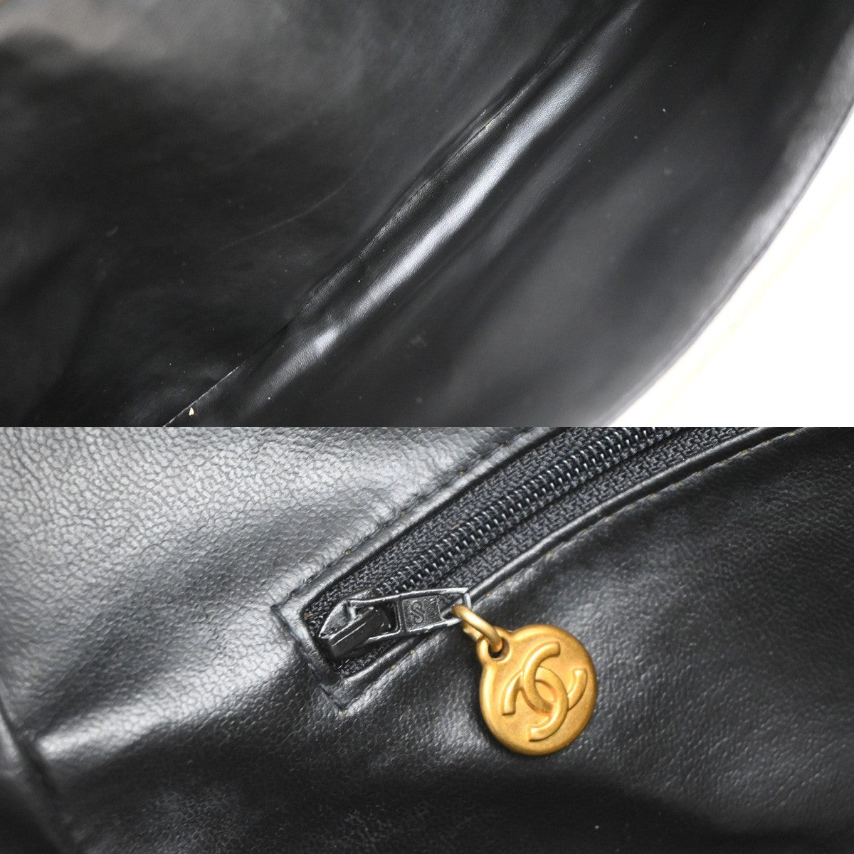 CHANEL Matelasse Travel Boston Hand Bag Leather Black France Vintage 332RP182