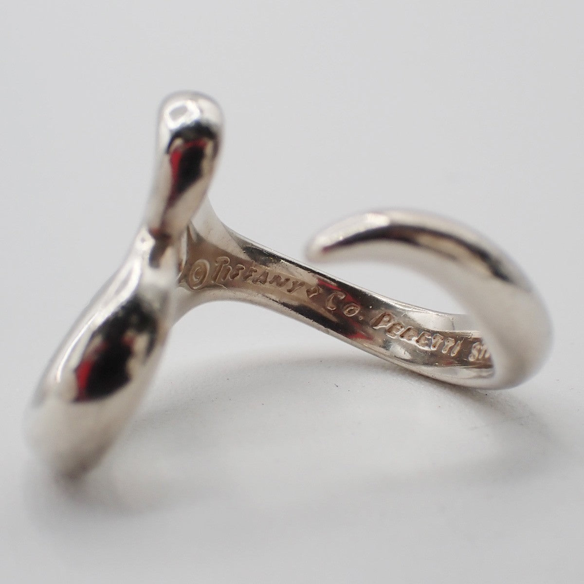 Tiffany & Co. Logo Open Heart Ring US 6 Silver 925 Elsa Peretti 09EF900